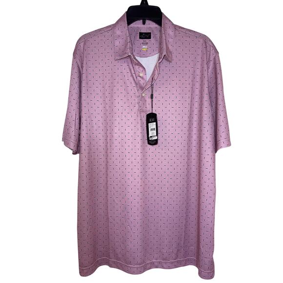 NWT Large Greg Norman ML 75 Play Dry Polo Shirt Mauve, Pink With Navy and White - Picture 1 of 7